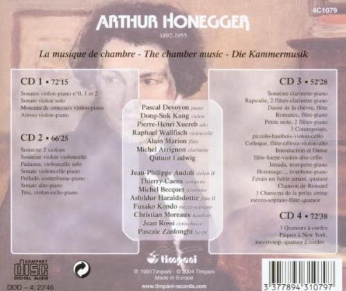 Arthur Honegger – La Musique De Chambre - The Chamber Music - Die Kammermusik